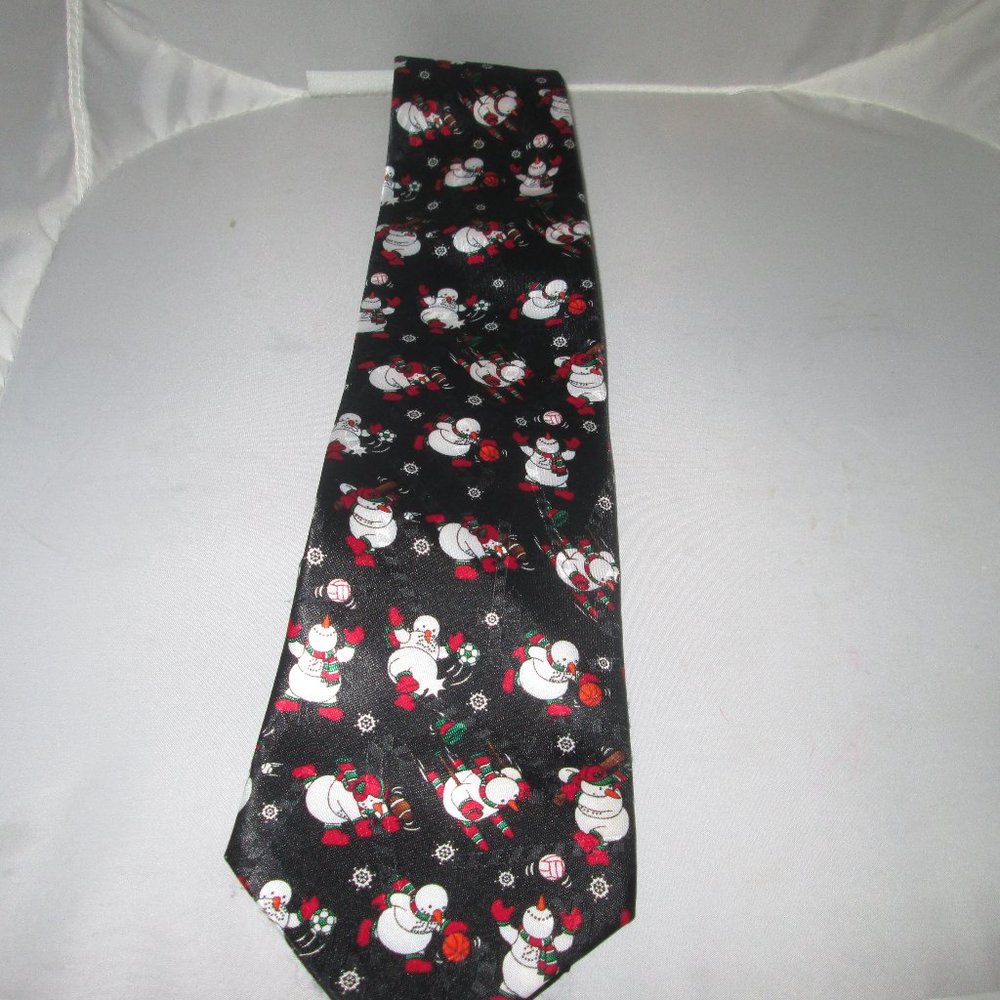 5/$30 Christmas Mens Neck Tie  Greetings Hallmark Snowman Football Basketball